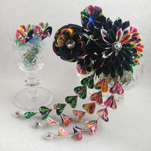 Japanese Motif Printed Fabric Stud Earring003