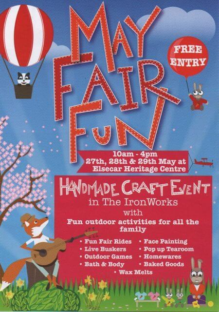 We will be back to the Elsecar Heritage centre on the 27th and 28th May for the May Fun Fair. It is also a good chance for anyone who has never been to Elsecar before.  It has a large heritage centre with lots of interesting shops and a real steam rail.  Worth a day trip !

Details

Date:  27th May to 28th May, 2017

Time: 10:00 to 16:00

Address:  Script Craft Fairs, 47 Church Street, S70 2AS Barnsley