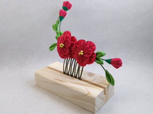 Crimson Pink Camellia Hair Vine003