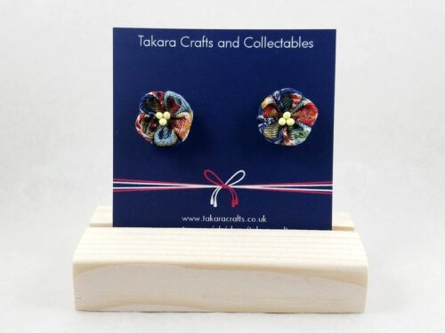 Japanese Chirimen Navy Blue Plum Blossom001