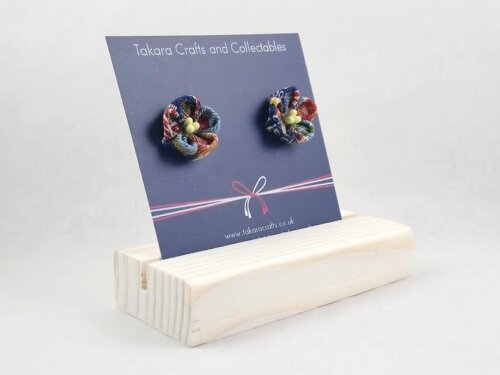 Japanese Chirimen Navy Blue Plum Blossom002