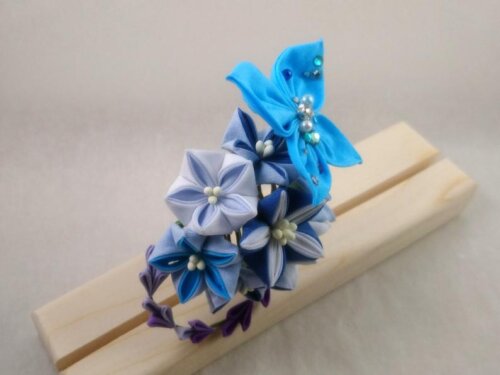 Platycodon Bushclover & Butterfly Kanazashi Fascinator 003