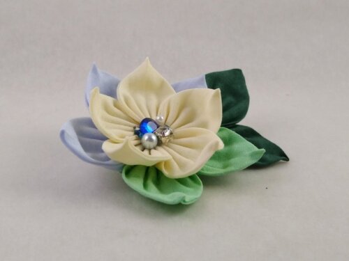 Yellow and Blue Primrose Brooch 002