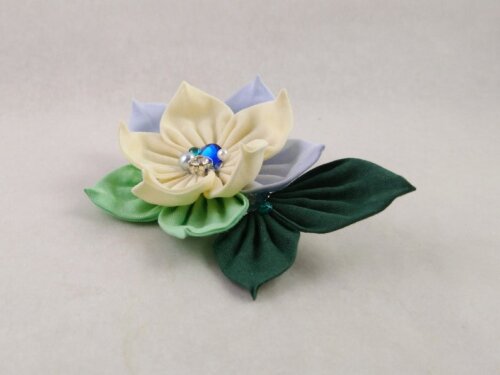 Yellow and Blue Primrose Brooch 003
