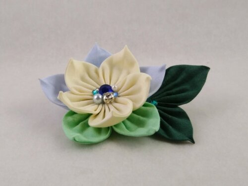 Yellow and Blue Primrose Brooch 004