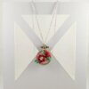 Red Camellia Blossom & Buds Embroidary Hoop Pendant 002