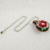 Red Camellia Blossom & Buds Embroidary Hoop Pendant 004
