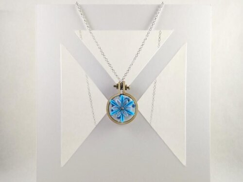 Snowflake Embroidary Hoop Pendant 002