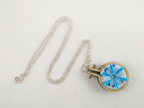 Snowflake Embroidary Hoop Pendant 003