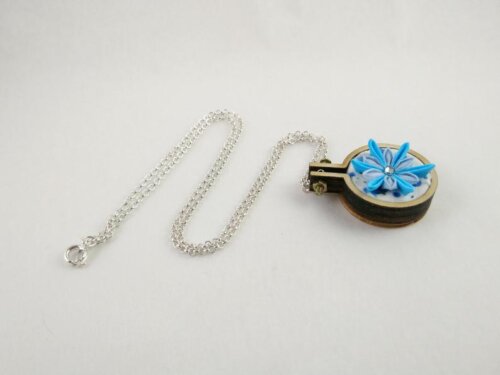 Snowflake Embroidary Hoop Pendant 004