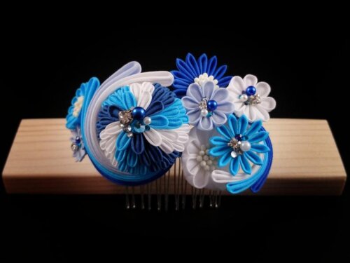 Ocean Wave Kusudama and Flower Bouquet Headpiece002