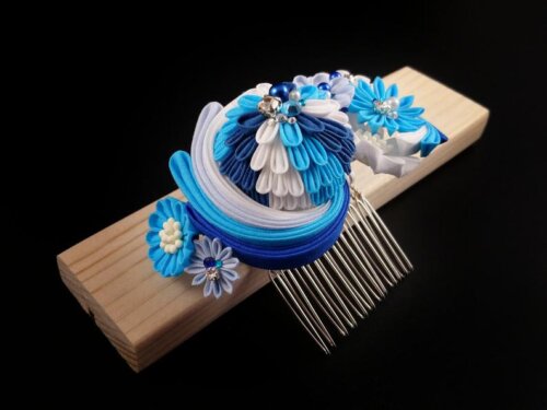 Ocean Wave Kusudama and Flower Bouquet Headpiece004