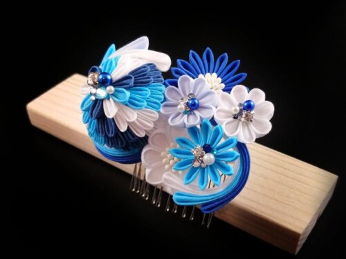 Ocean Wave Kusudama and Flower Bouquet Headpiece005