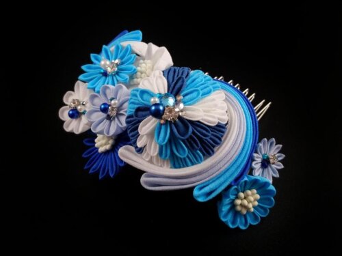 Ocean Wave Kusudama and Flower Bouquet Headpiece007