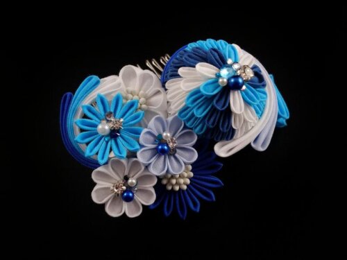 Ocean Wave Kusudama and Flower Bouquet Headpiece008