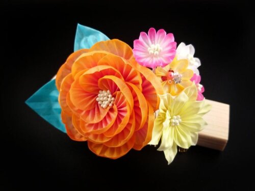 Orange Peony Bouquet Headpiece001