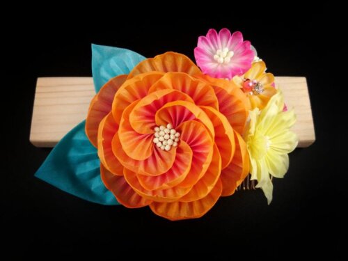 Orange Peony Bouquet Headpiece002