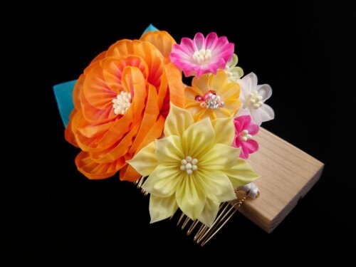 Orange Peony Bouquet Headpiece004