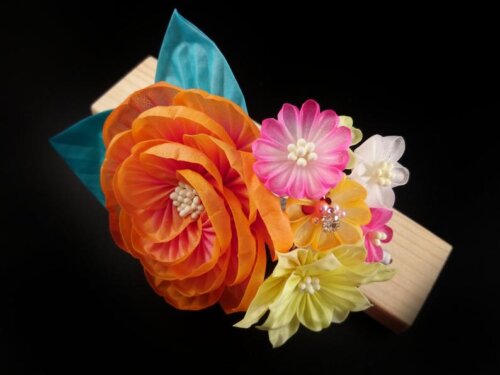 Orange Peony Bouquet Headpiece005
