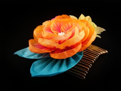 Orange Peony Bouquet Headpiece006