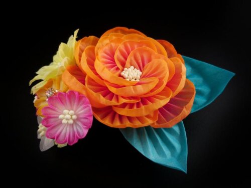 Orange Peony Bouquet Headpiece007
