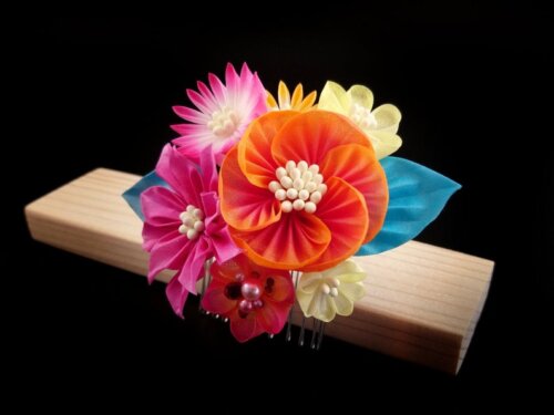 Orange & Pink Bouquet Headpiece001