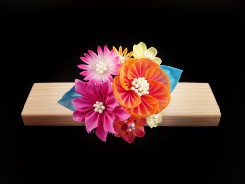 Orange & Pink Bouquet Headpiece002