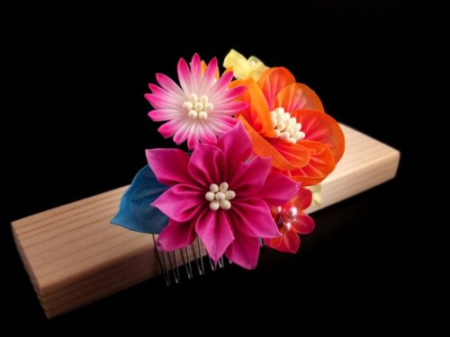 Orange & Pink Bouquet Headpiece003