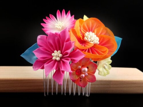 Orange & Pink Bouquet Headpiece004