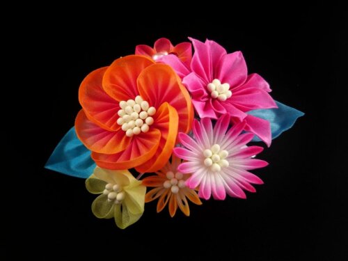 Orange & Pink Bouquet Headpiece006
