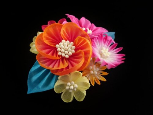 Orange & Pink Bouquet Headpiece007