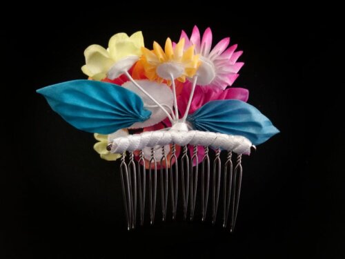 Orange & Pink Bouquet Headpiece008