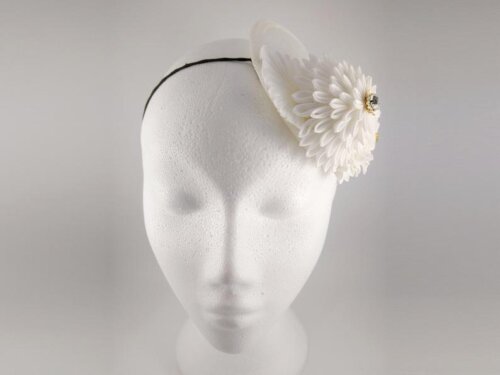 White & Ivory Chrysanthemum Bridal Fascinator002