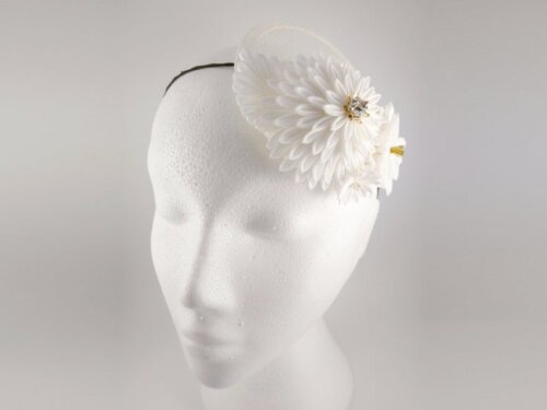 White & Ivory Chrysanthemum Bridal Fascinator005
