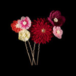 Festive Crimson Chrysanthemum Hairpin