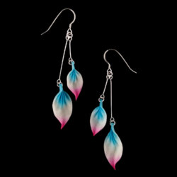 Turquoise & Pink Feather Dangle Earrings